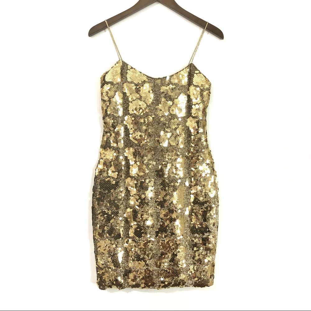Vintage Dave & Johnny Gold Sequin Mini Party Dress